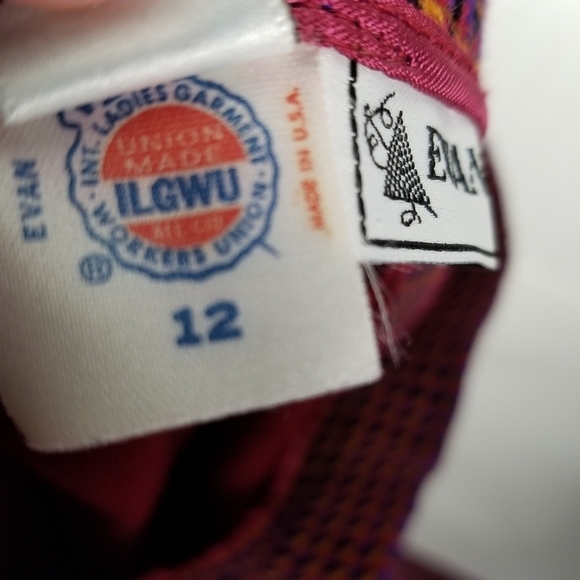 Evan Picone Women Wool Midi Pencil Skirt Vtg Size 12 Red Purple Artsy Secretary - Picture 7 of 11